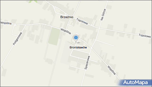 Bronisławów gmina Brzeźnio, Szkolna, mapa Bronisławów gmina Brzeźnio