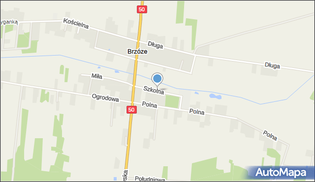 Brzóze, Szkolna, mapa Brzóze