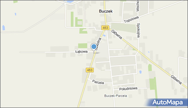 Buczek powiat łaski, Szkolna, mapa Buczek powiat łaski