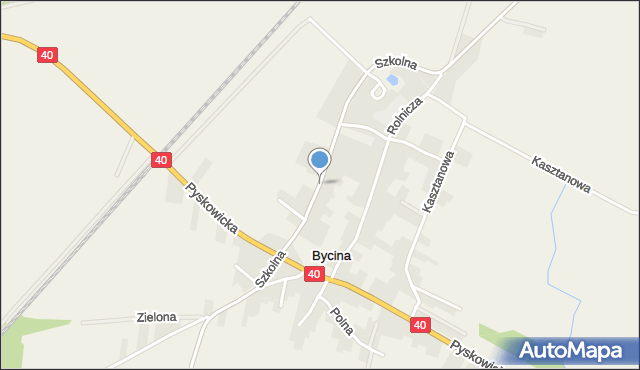 Bycina, Szkolna, mapa Bycina