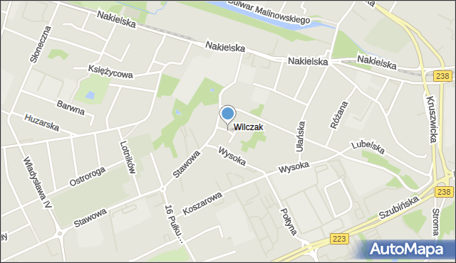 Bydgoszcz, Szwoleżerów, mapa Bydgoszczy