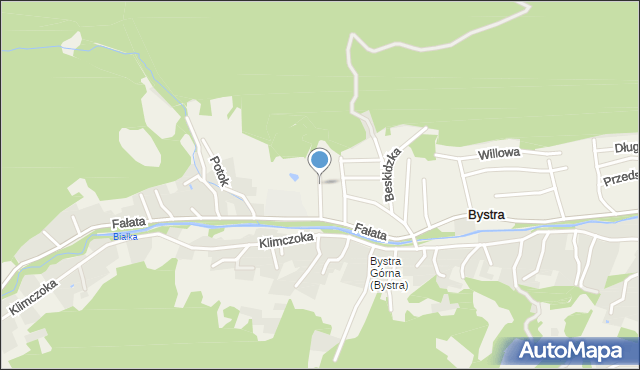 Bystra gmina Wilkowice, Szczęśliwa, mapa Bystra gmina Wilkowice