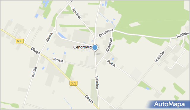 Cendrowice, Szkolna, mapa Cendrowice