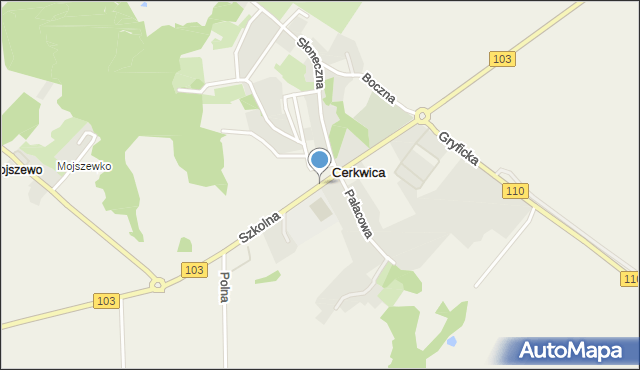 Cerkwica, Szkolna, mapa Cerkwica