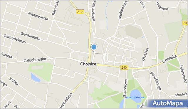 Chojnice, Szpitalna, mapa Chojnic