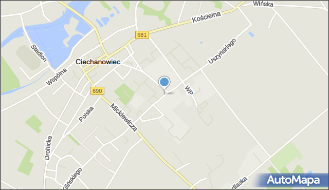 Ciechanowiec, Szkolna, mapa Ciechanowiec