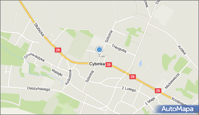 Cybinka, Szkolna, mapa Cybinka