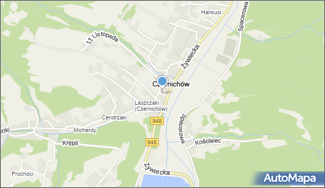 Czernichów powiat żywiecki, Szkolna, mapa Czernichów powiat żywiecki