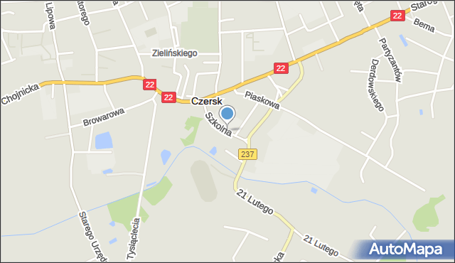 Czersk powiat chojnicki, Szkolna, mapa Czersk powiat chojnicki
