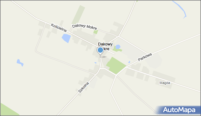 Dakowy Mokre, Szkolna, mapa Dakowy Mokre