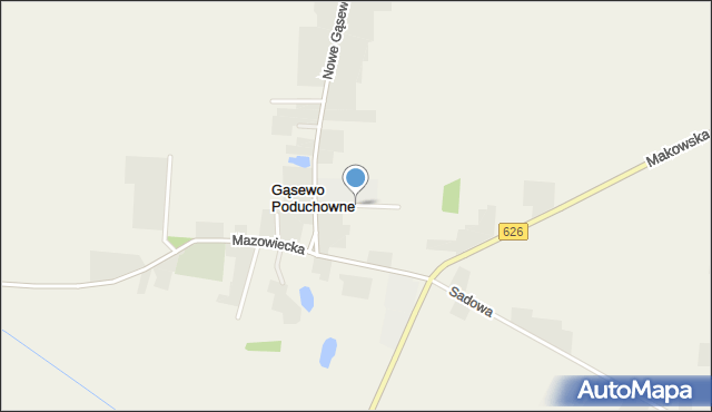 Gąsewo Poduchowne, Szkolna, mapa Gąsewo Poduchowne