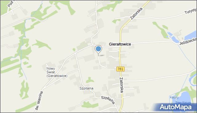 Gierałtowice gmina Wieprz, Szkolna, mapa Gierałtowice gmina Wieprz