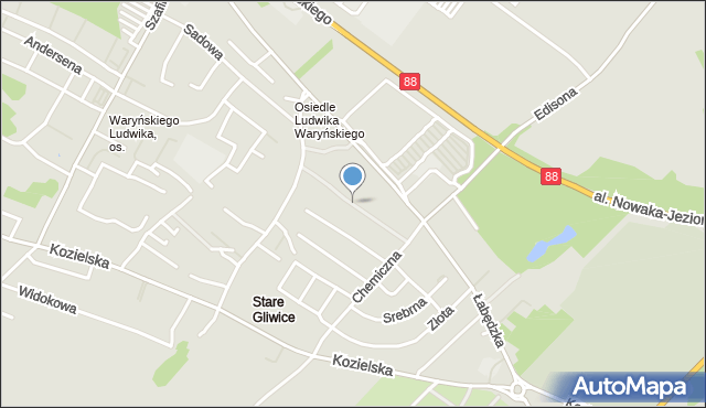 Gliwice, Szmaragdowa, mapa Gliwic