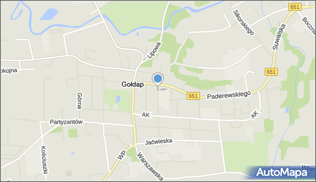 Gołdap, Szkolna, mapa Gołdap