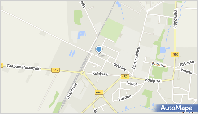 Grabów nad Prosną, Szkolna, mapa Grabów nad Prosną