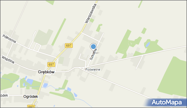 Grębków, Szkolna, mapa Grębków