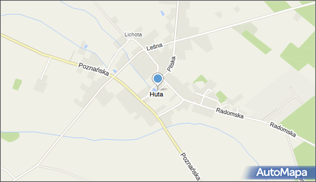 Huta gmina Czarnków, Szkolna, mapa Huta gmina Czarnków