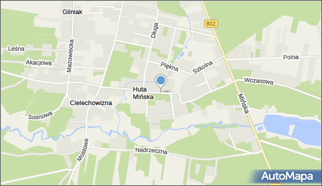 Huta Mińska, Szkolna, mapa Huta Mińska