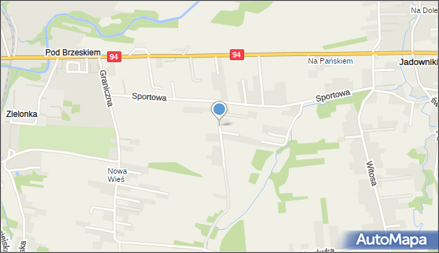 Jadowniki gmina Brzesko, Szczęśliwa, mapa Jadowniki gmina Brzesko