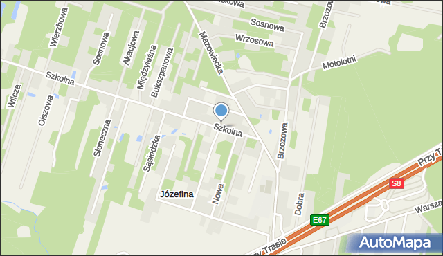 Józefina gmina Żabia Wola, Szkolna, mapa Józefina gmina Żabia Wola