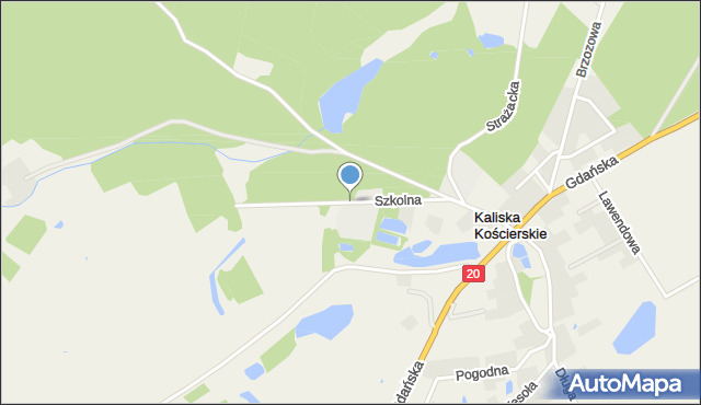 Kaliska Kościerskie, Szkolna, mapa Kaliska Kościerskie