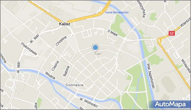 Kalisz, Szklarska, mapa Kalisza