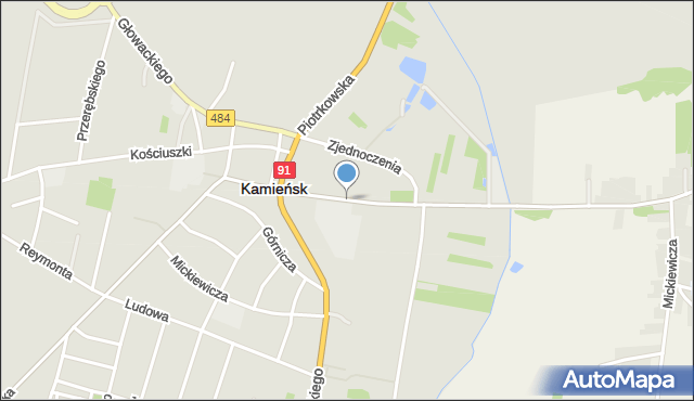 Kamieńsk, Szkolna, mapa Kamieńsk