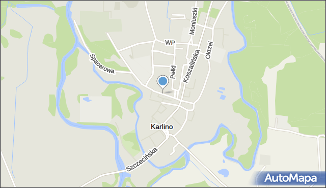 Karlino, Szymanowskiego, mapa Karlino