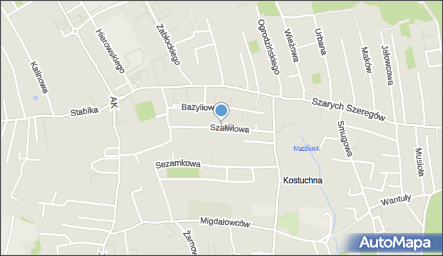 Katowice, Szałwiowa, mapa Katowic