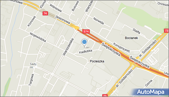 Kielce, Szermentowskiego Józefa, mapa Kielc