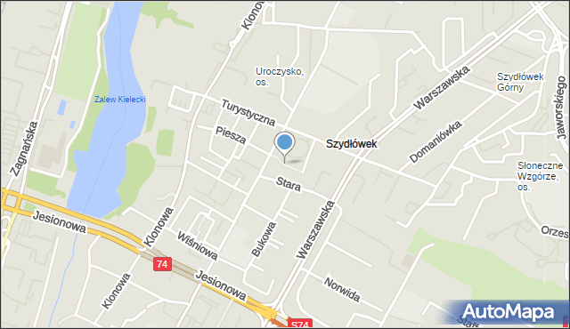 Kielce, Szydłówek Dolny, mapa Kielc