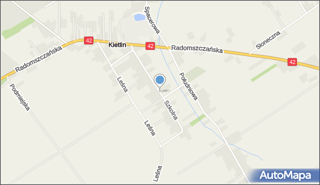 Kietlin gmina Radomsko, Szkolna, mapa Kietlin gmina Radomsko
