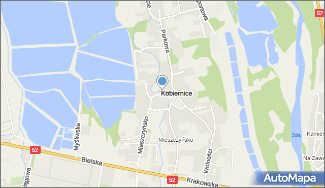 Kobiernice, Szkolna, mapa Kobiernice