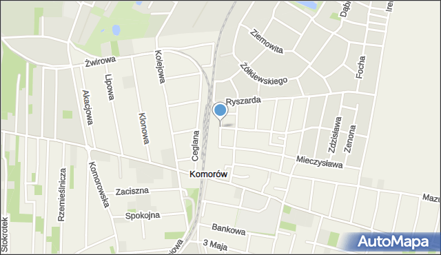 Komorów gmina Michałowice, Szmaragdowa, mapa Komorów gmina Michałowice