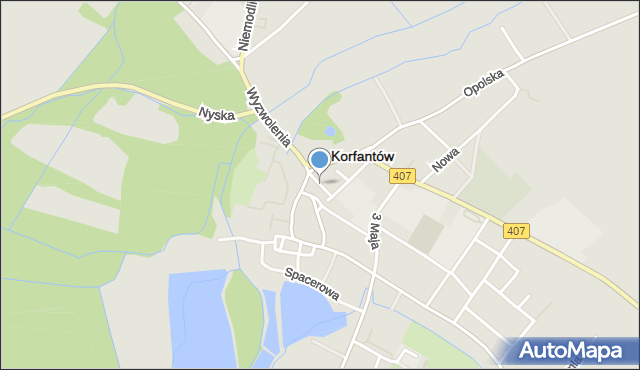 Korfantów, Szkolna, mapa Korfantów