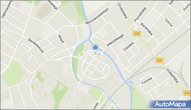 Kościan, Szczepanowskiego Stanisława, mapa Kościan