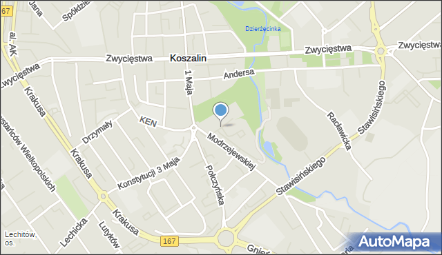 Koszalin, Szpitalna, mapa Koszalina
