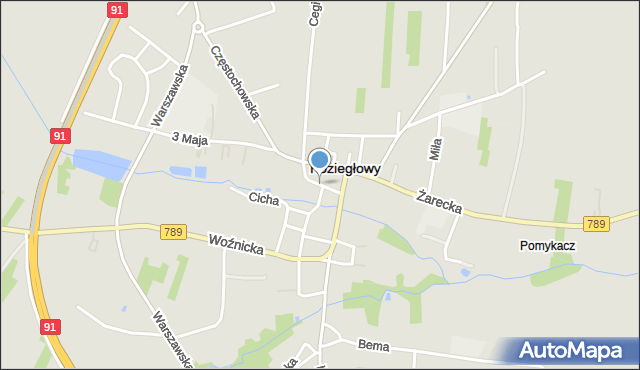 Koziegłowy powiat myszkowski, Szkolna, mapa Koziegłowy powiat myszkowski