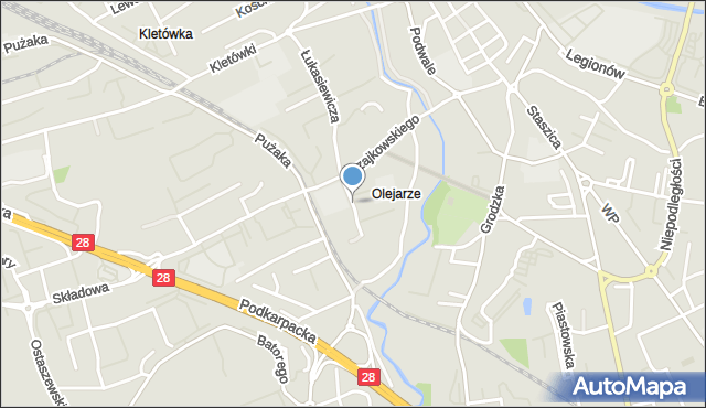 Krosno, Szpetnara Stanisława, ks., mapa Krosna