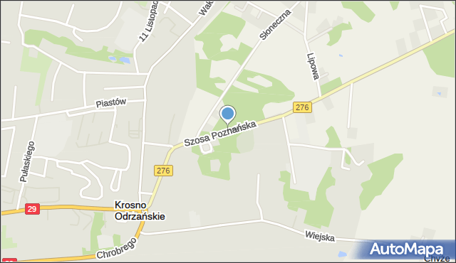 Krosno Odrzańskie, Szosa Poznańska, mapa Krosno Odrzańskie