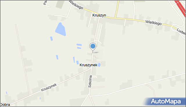 Kruszyn gmina Włocławek, Szkolna, mapa Kruszyn gmina Włocławek