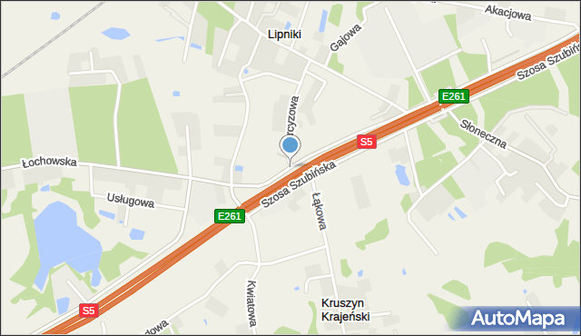 Kruszyn Krajeński, Szosa Szubińska, mapa Kruszyn Krajeński