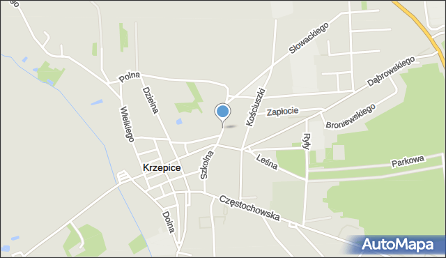 Krzepice powiat kłobucki, Szkolna, mapa Krzepice powiat kłobucki