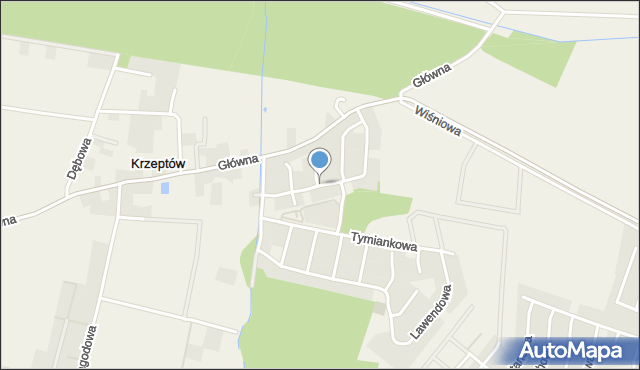 Krzeptów, Szafranowa, mapa Krzeptów