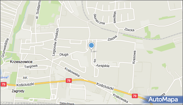 Krzeszowice, Szarych Szeregów, mapa Krzeszowice