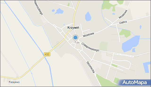 Krzywiń, Szkolna, mapa Krzywiń