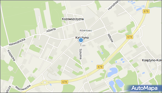 Księżyno, Szkolna, mapa Księżyno