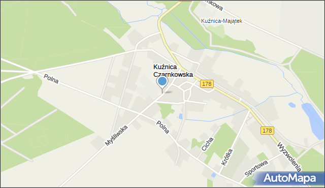 Kuźnica Czarnkowska, Szkolna, mapa Kuźnica Czarnkowska