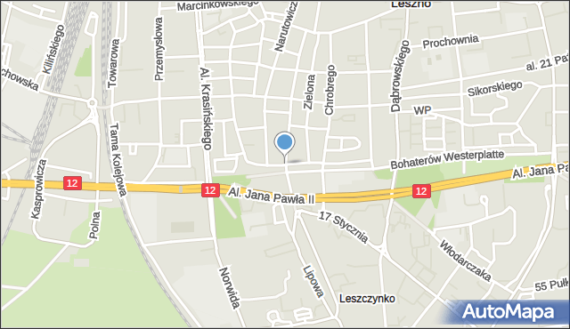 Leszno, Szkolna, mapa Leszno