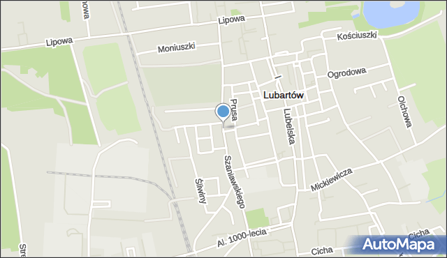 Lubartów, Szaniawskiego Klemensa Junoszy, mapa Lubartów